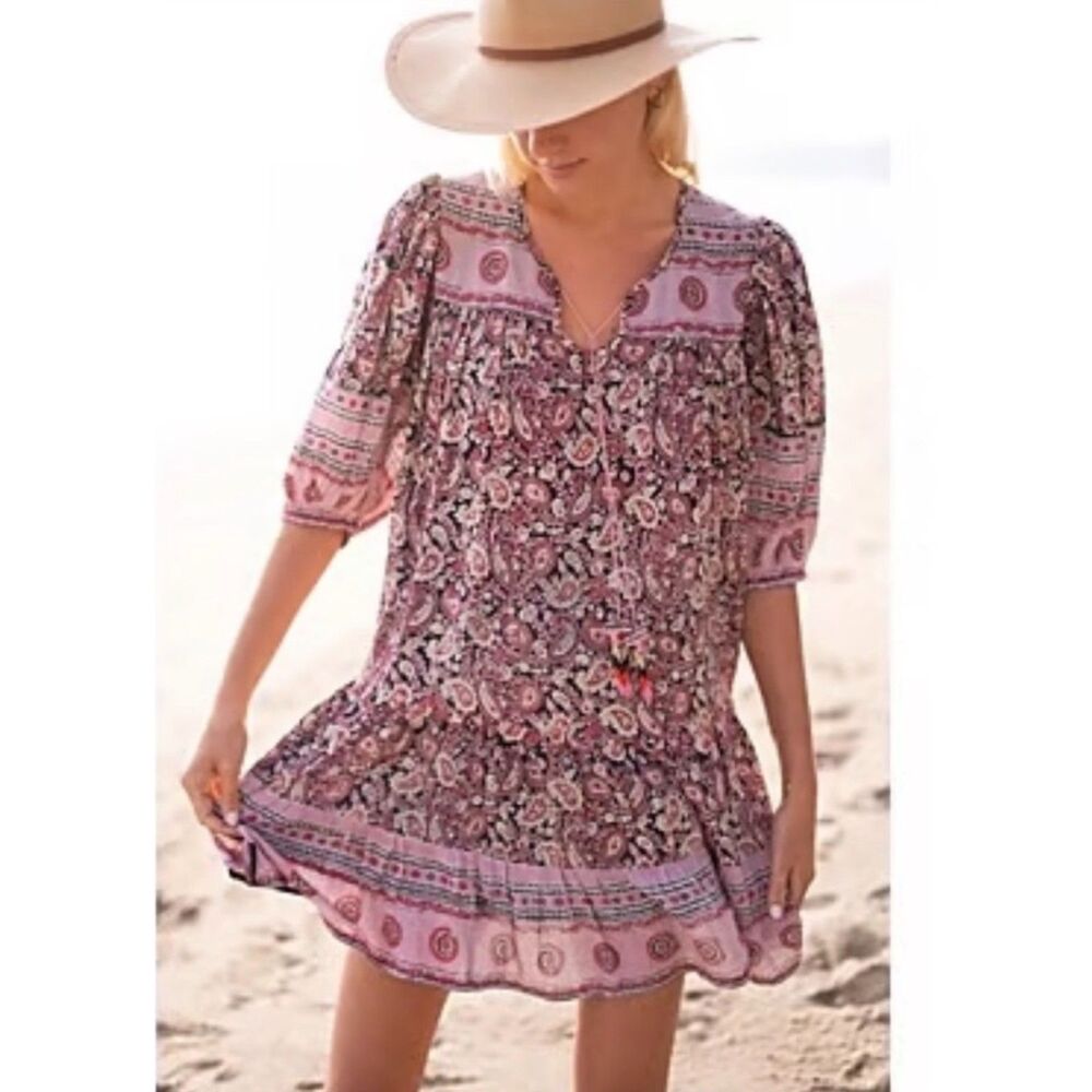 Bell by Alicia Bell Paisley Voile Mini Dress Pink- Size XL